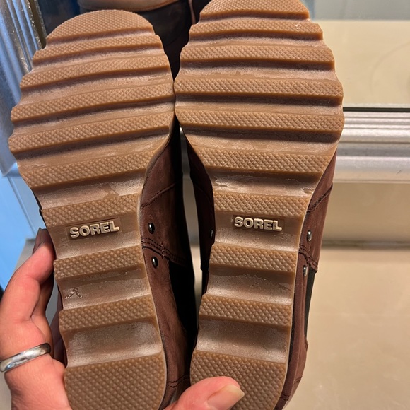 SOREL Joan of Arctic chelsea brown waterproof leather wedge boots size 11 - Picture 7 of 12